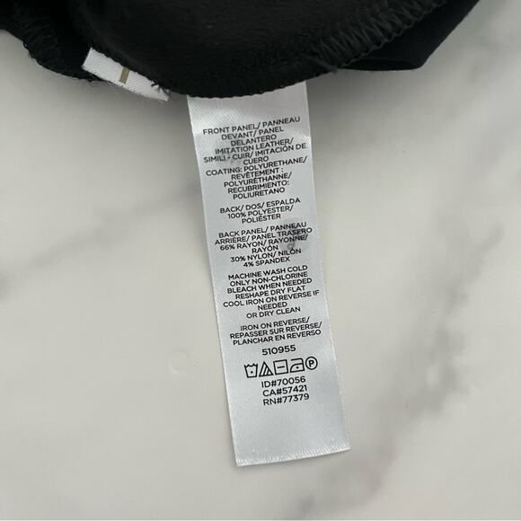 Ann Taylor The Seamed Side Zip Legging in Pebbled Faux Leather Ponte Sz 4 Black - Picture 7 of 10